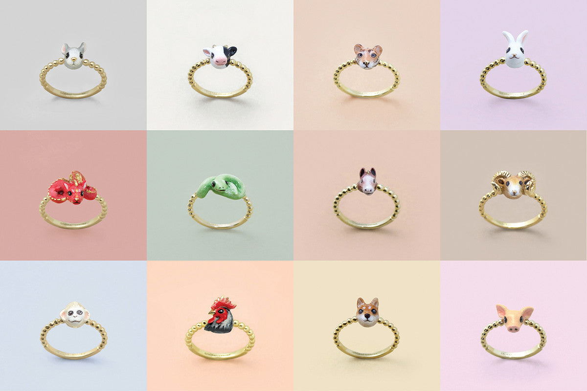 Twelve unique rings inspired by the Chinese zodiac animals.