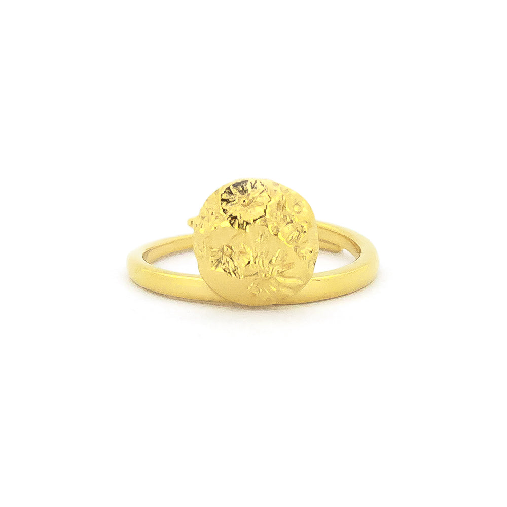 Beautiful gold ring with a moon design, perfect for nature lovers.