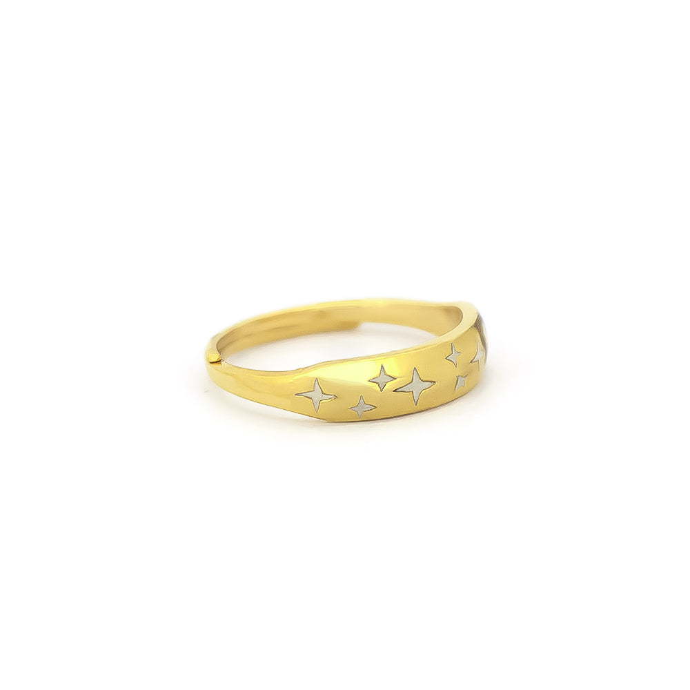 Unique gold ring piece showcasing star patterns