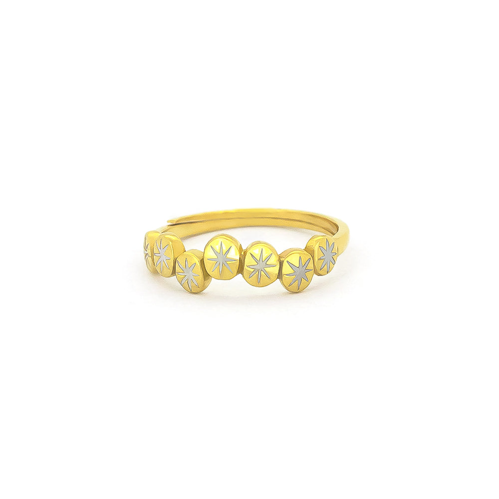 Unique gold ring piece showcasing star patterns