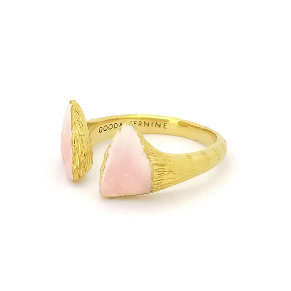 Adorable cat ear ring with pink accents, featuring a textured design on the band, perfect for cat lovers.